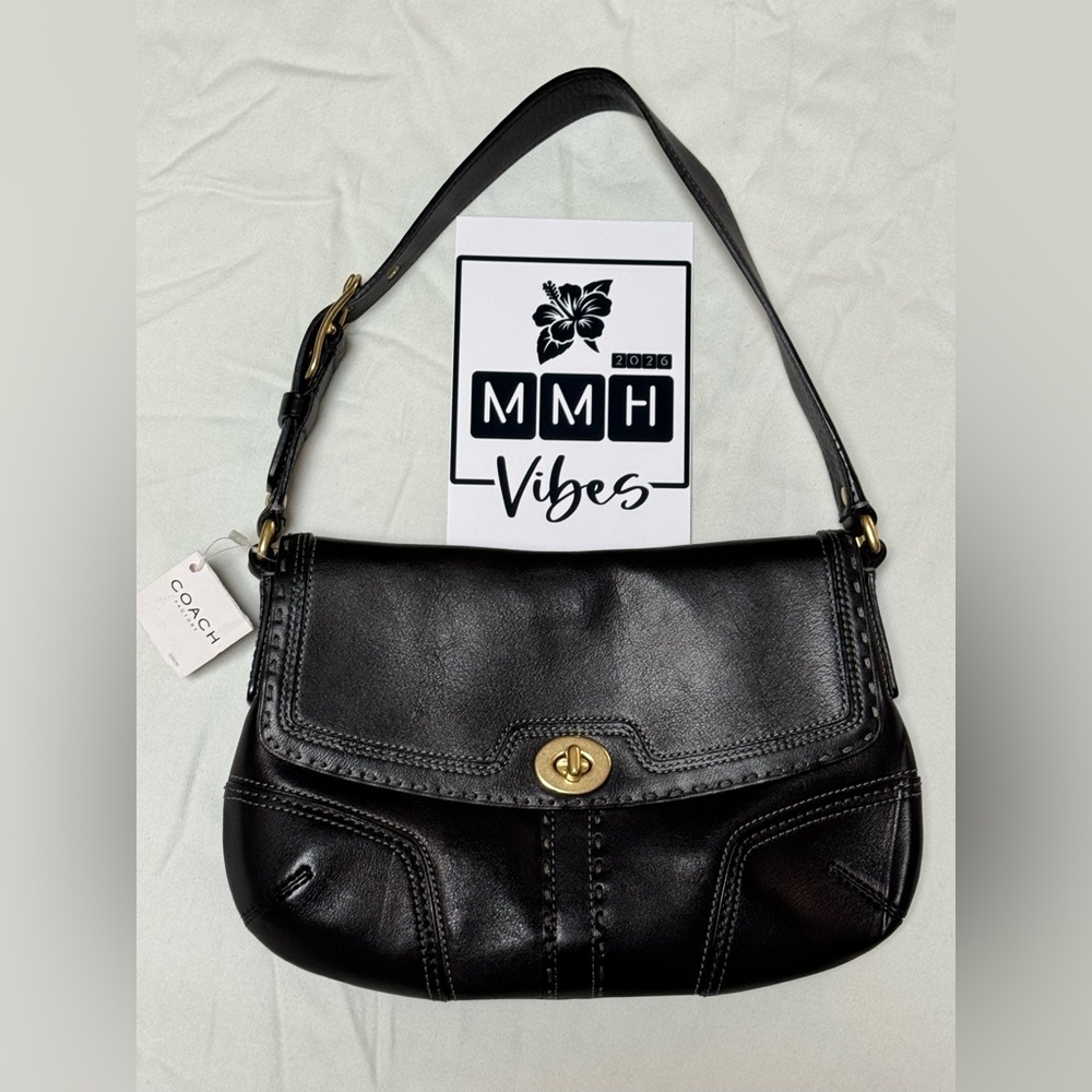 Coach Legacy BLK Flap Hampton Turnlock Leather Bag Gold Hardware #F11542 -  NWT
